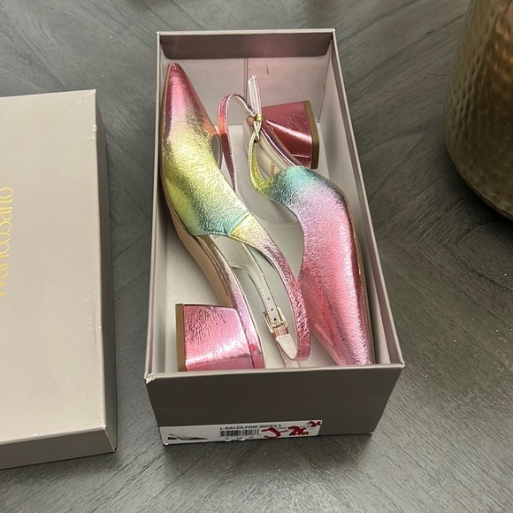 FRANCO SARTO Racer Womens Buckle Pointed Toe Slingback Heels - Picture 2 of 13